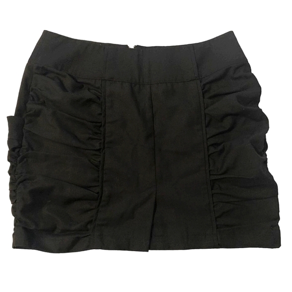 5/$50 Anthropology Ark&Co Rouched Mini Skirt Front Zip W/ Pockets Black Sz. M - Picture 2 of 4